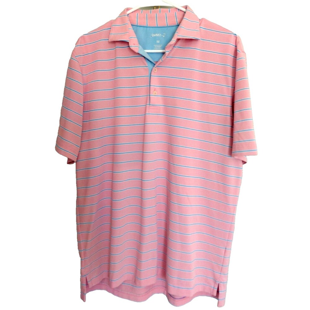 Jonnie-O MEns Golf Shirt Sz M Pink Blue Stripe